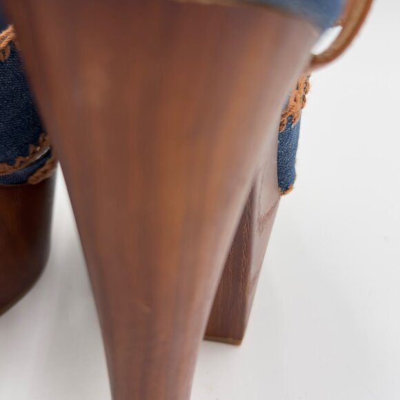 Jessica Simpson Dezzie Mega Wood Platform Sandals Blue Denim JS-DEZZIE Size 9M - Picture 8 of 11